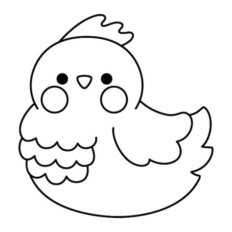 Vektor-Schwarz-Weiß-Kawaii-Hühnchen-Icon für Kinder Schöne ...