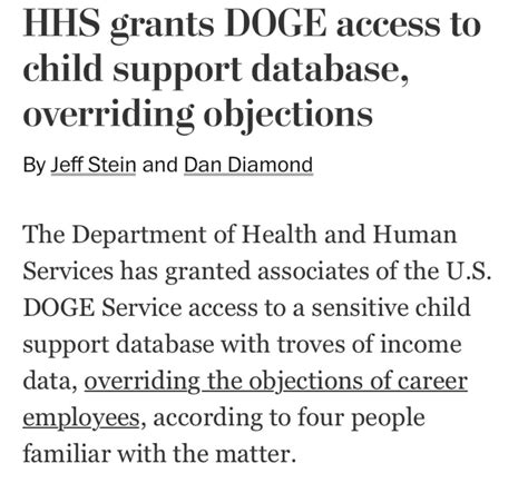 HHS Grants Musk's DOGE Access to Sensitive Child Support Database and ...