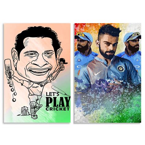 ZEBO TREND Combo Set of 2 Poster Virat Kohli Collage Oil Painting ...