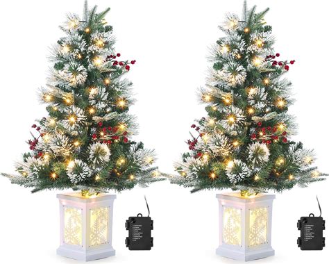 Amazon.com: 3FT Prelit Premium Snow Flocked Artificial Christmas Tree ...