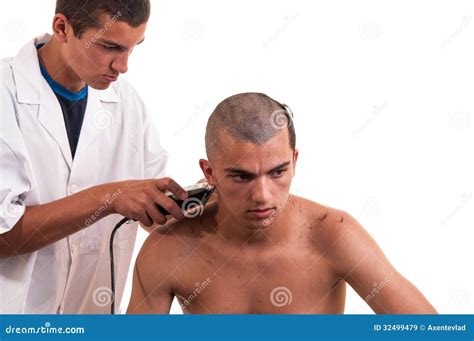 Barber Cutting Hair with Clipper Stock Image - Image of hand, people ...