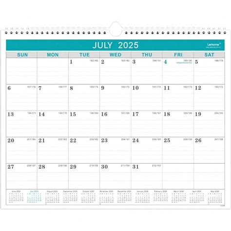 20252026 Wall Calendar Calendar 20252026 8.5" X 11" July 2025 To ...