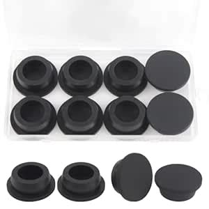 BOPOREAE 8Pcs 1-1/8"/29mm T Type Silicone Rubber Hole Plugs Black ...