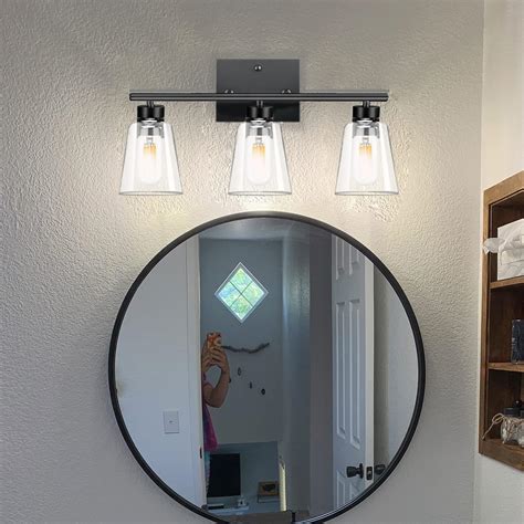 Buy 3 Light Matte Black Bathroom Vanity Light Fixtures Over Mirror, 18. ...