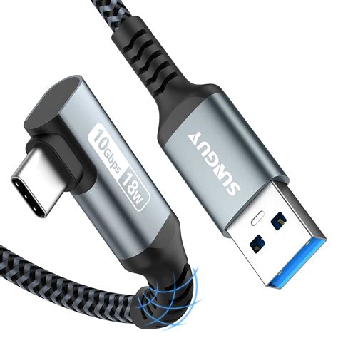 SUNGUY 1.5FT USB C to USB A 10Gbps Cable, Right Angle, 3A Fast Charging ...