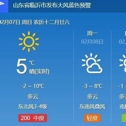 【天气预报】最低气温重回零下！临沂发布大风蓝色预警！|气温|大风_新浪新闻