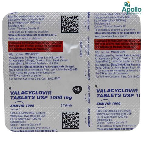 Zimivir 1000 Tablet | Uses, Side Effects, Price | Apollo Pharmacy