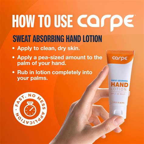 Carpe Sweat Absorbing Hand Lotion, A dermatologist-recommended smooth lotion that helps stop ...