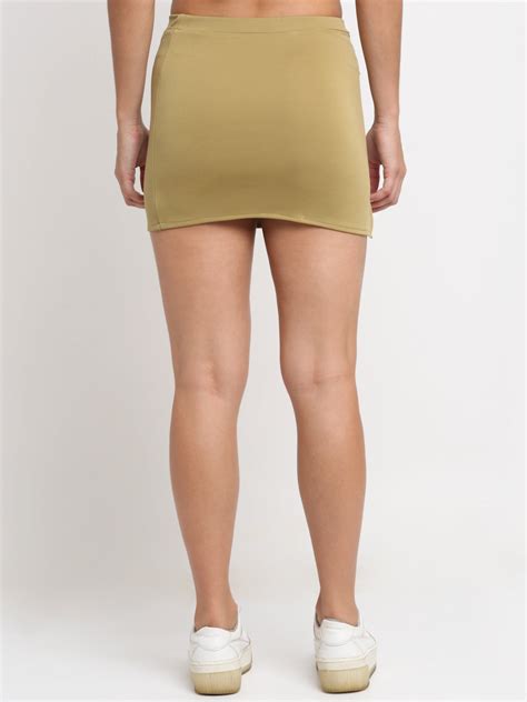 Khaki High-Rise Mini Side Slit Skirt