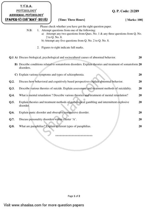 Abnormal Psychology 2017-2018 BA Psychology (IDOL) (Correspondence) 3rd ...