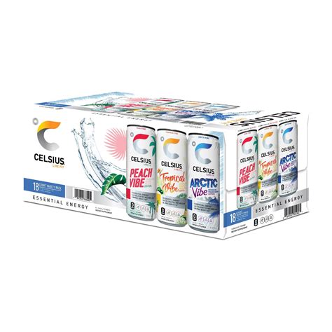 Celsius essential energy sparkling vibe variety pack 12 fl oz 18 pk ...