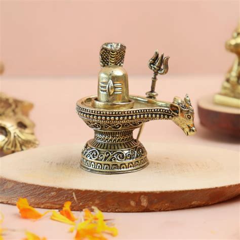 Brass Shiv ling | 2.5 Inch | Shivling with Nandi | – The Spiritual Living