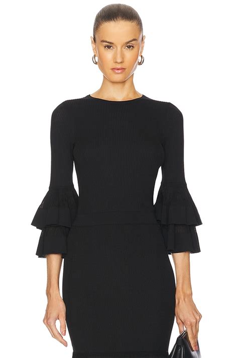 Zimmermann Story 1 Tiered Ruffle Top in Black | REVOLVE