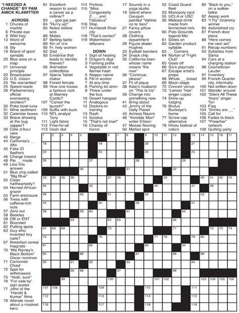 Printable Wall Street Journal Crossword Puzzle - Printable JD