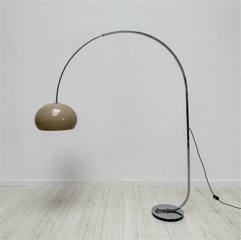 Vintage Mid-Century Minimalistic Chrome Arc Floor Lamp, 1970s | #241854