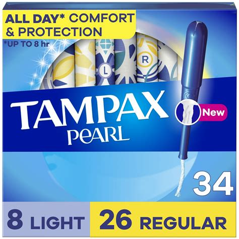 Tampax Pearl Tampons Duo Multipack with LeakGuard Braid, Light/Regular ...