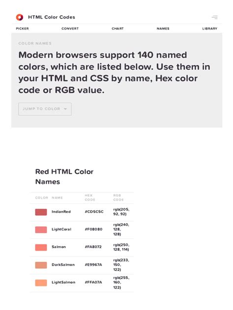 Image result for HTML Color Names