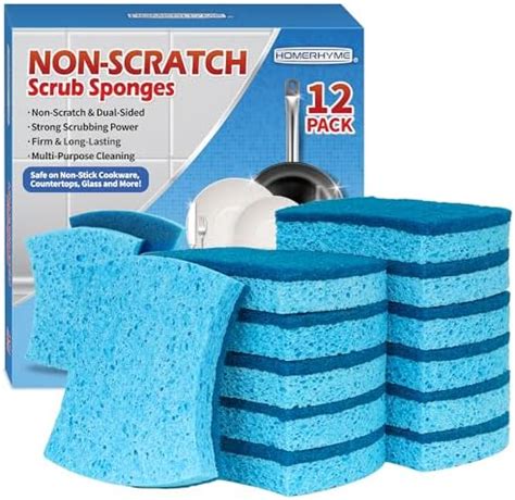 HOMERHYME Non-Scratch Cellulose Scrub Sponges 12 Pack, Kitchen Sponge ...