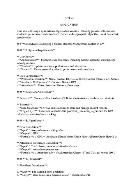 UNIT - 1 Application - Unit 2 - UNIT – 1 APPLICATION Case study develop ...