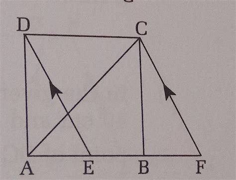 b) In the given diagram, AF // DC, DE // CF and ABCD is a square. If AC ...