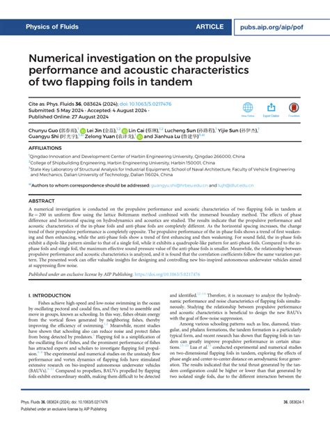Numerical investigation on the propulsive performance and acoustic ...