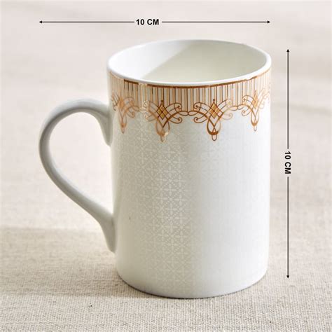 Buy Noori Swan Anne Set of 4 Bone China Printed Coffee Mugs - 330ml ...