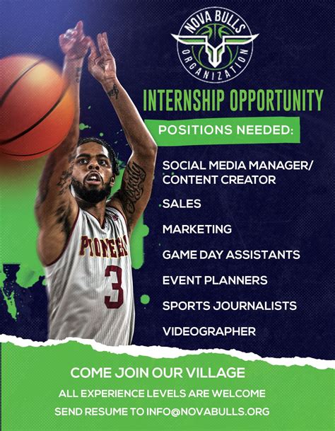 Semi-Pro Basketball Organization seeking motivated individuals for Internships. | NOVA BULLS