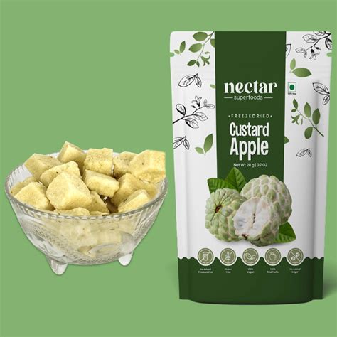 NECTAR SUPERFOODS- FREEZE DRIED CUSTARD APPLE CUBES- PACK OF 2 UNITS 20 ...