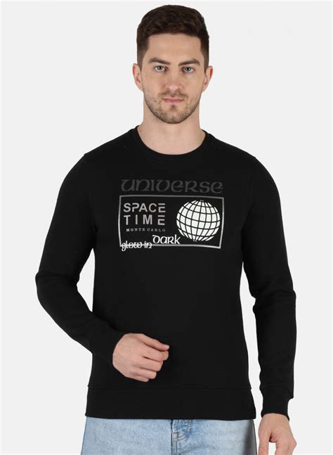 Buy Men Black Printed Sweatshirt Online in India - Monte Carlo