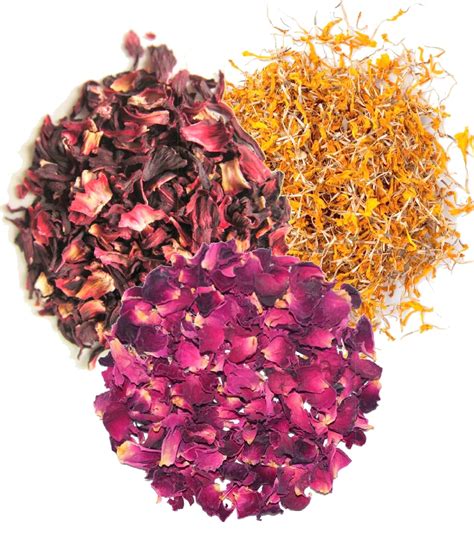 A D Food & Herbs Combo of Dried Marigold/Rose/Hibiscus Flower Petals ...