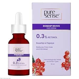 PureSense 0.3% Retinol Rosehip Face Serum for Anti Aging & Younger ...