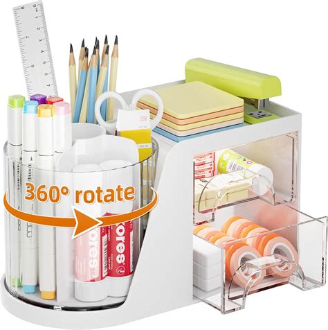 360° Rotating Desk Organizer with 2 Drawers and India | Ubuy