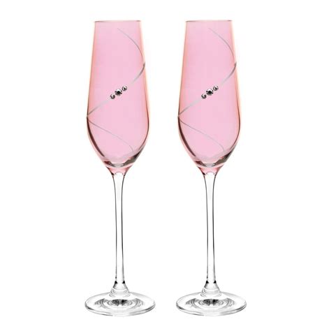 Portmeirion Auris Pink Champagne Flute Glass Set of 2 | Flute glass ...