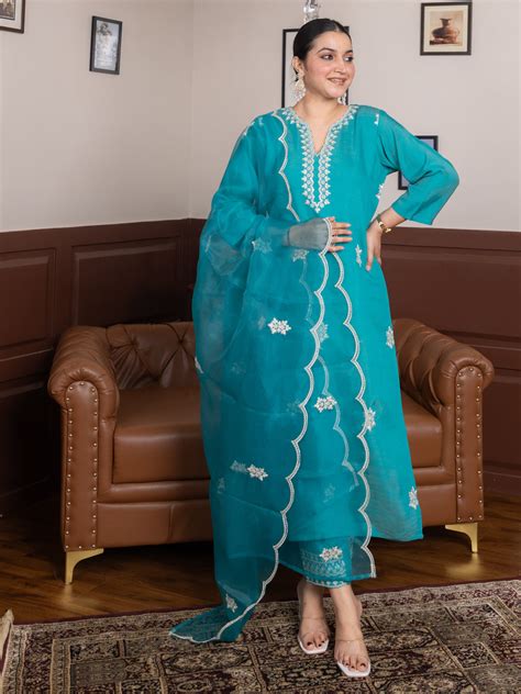 Vyonaa Rama Viscose Rayon Kurta with Trousers & Dupatta Suits ...