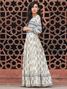 Naaz Eternal Blocks - Hand Block Printed Long Cotton Pleated Flare Dre ...