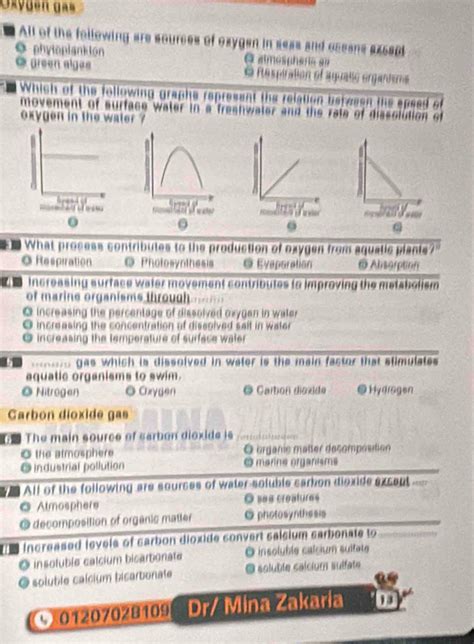 Solved: Oxygen gas All of the following are sources of oxygen in seas ...