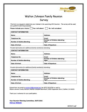 Walton Johnson Family Reunion Survey 2015-2026 - Fill and Sign ...