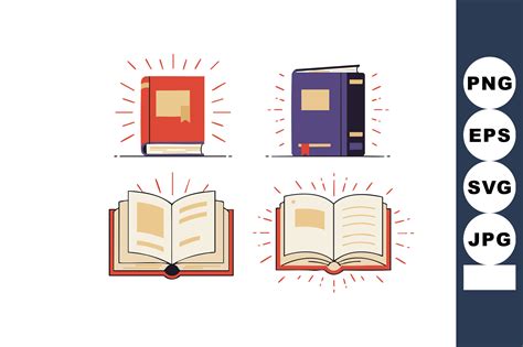 Set of Four Open and Closed Books with R Graphic by DesignVectx ...