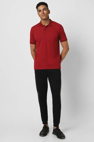 Buy Men Red Solid Polo Neck T-shirt Online - 934569 | Van Heusen