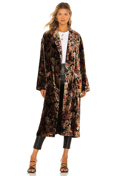 Free People Simone Velvet Duster in Black Rose Combo | REVOLVE