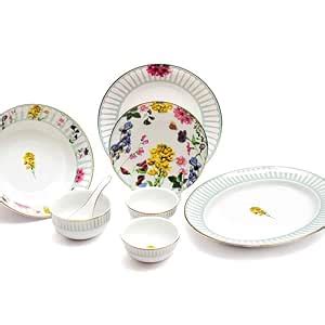 ICHKAN 33-Piece BASANT Porcelain 24 Carat Gold Dinner Set Crockery Set ...