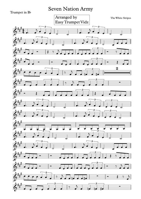 Seven Nation Army (arr. Easy Trumpet Vidz) by White Stripes Sheet Music ...
