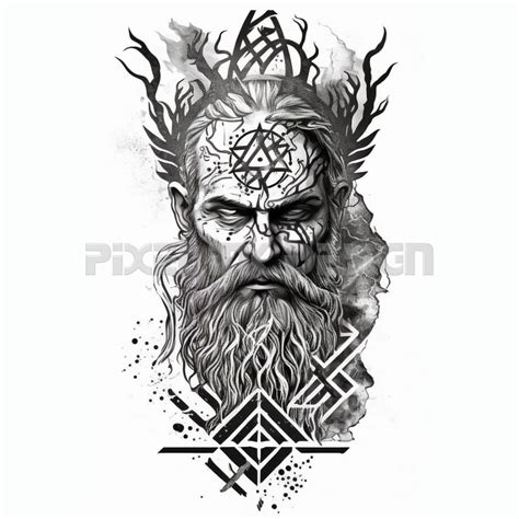 Odin Tattoo Design Download High Resolution Digital Art PNG Transparent ...