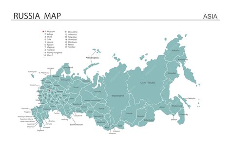 Premium Vector | Russia map vector illustration map have all province and mark the capital city ...