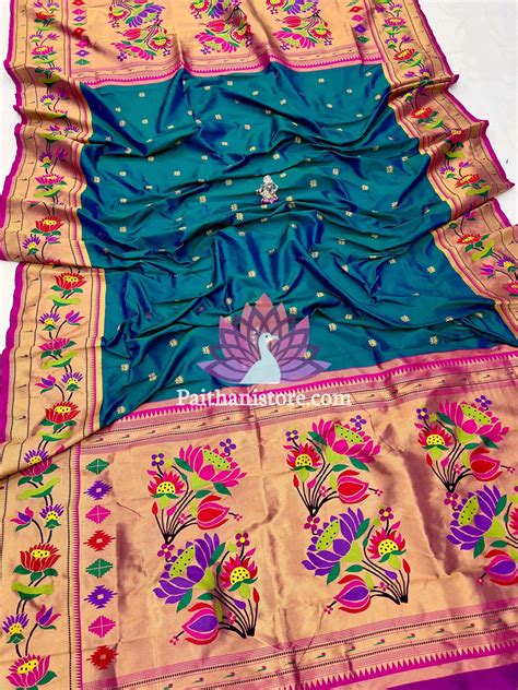 Paithani Dupatta in Banarsi Silk with Lotus Motif – Paithanistore
