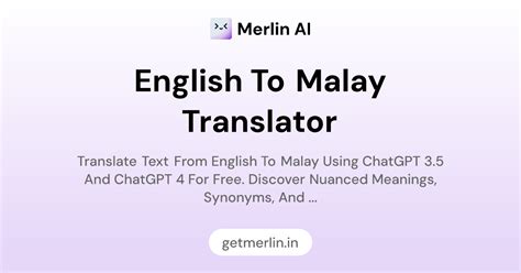 English to Malay Translator