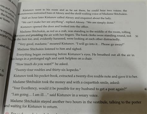 why did kistunov give Madame shtchukin the money she wanted from his ...