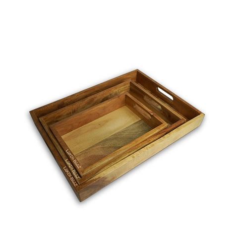 Buy Lakdi-Baaz| Premium Wooden Serving Tray Combo Natural – LakdiBaaz