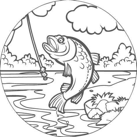 Fishing coloring pages. Fishing outline for coloring book 43225830 ...