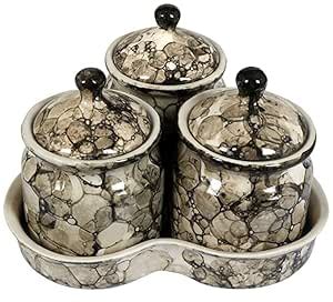 Buy Kraftlik Handicrafts Ceramic Jars with Lid and Holding Tray ...